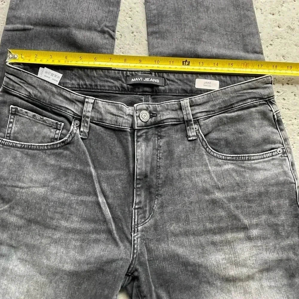 Mavi Jake Jeans Mens 36 x 34 Black Wash Slim Leg Distressed Jeans
